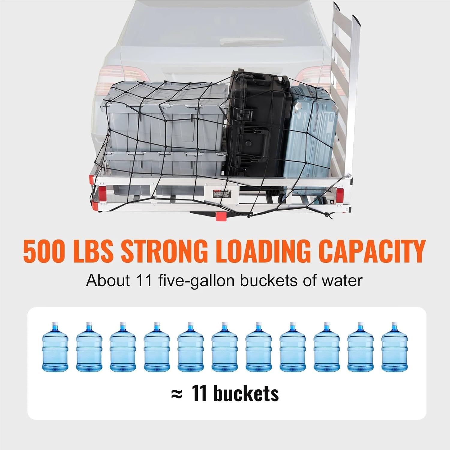 Compatible for Hitch Cargo Carrier, 47/53/60" Aluminum Cargo Basket 400/500lbs for Truck Pickup(47x28x6 in)