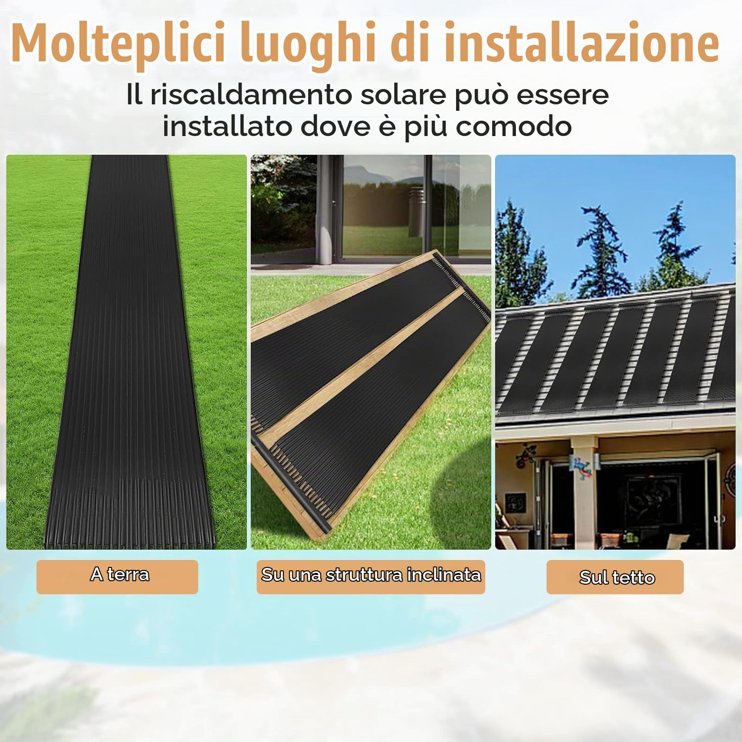 FANTASK Collettore Solare per Piscina 300 x 75 cm, Riscaldamento Solare in plastica Resistente ai Raggi UV, Riscaldamento Piscina per Piscine Fino a 12000 l
