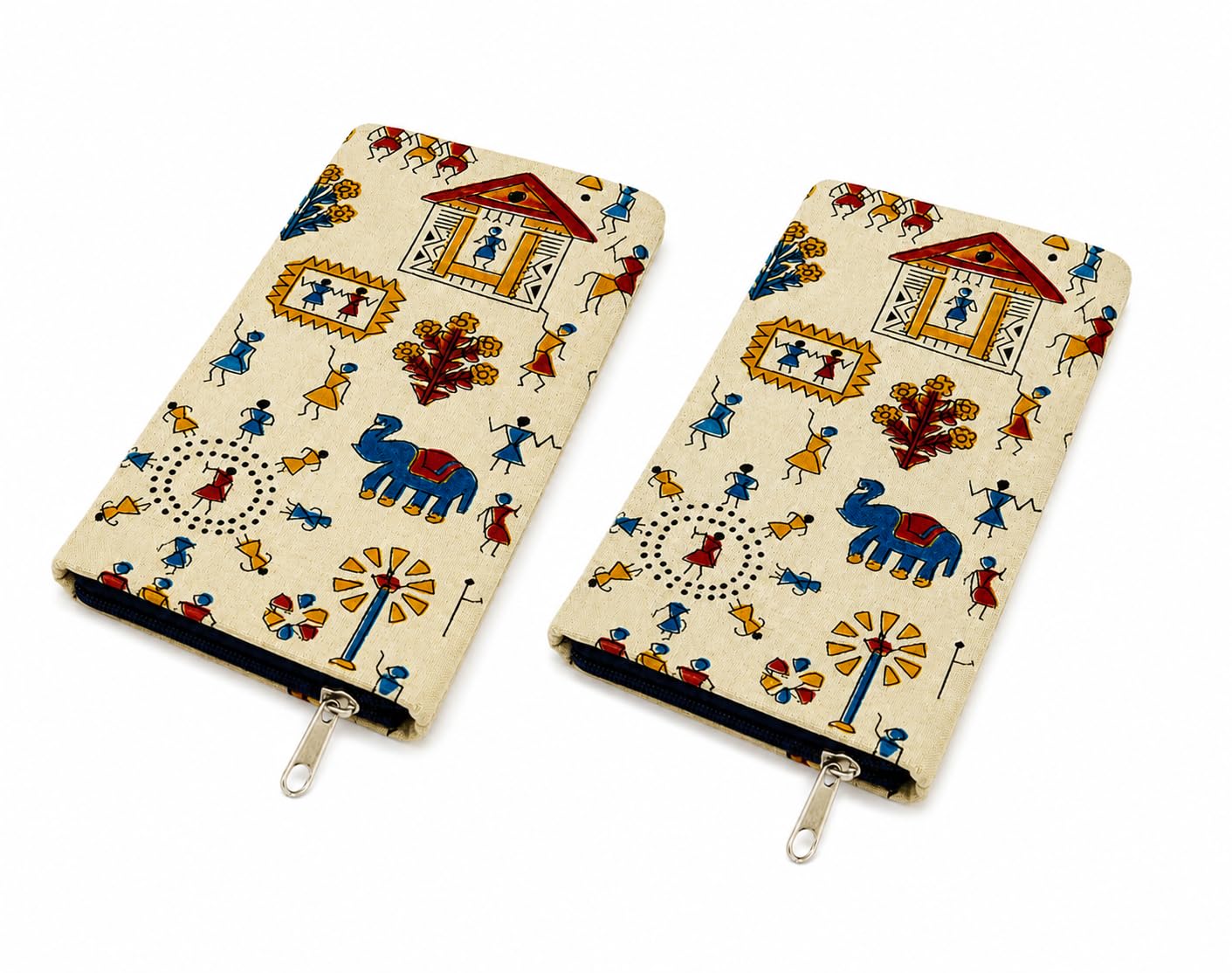 Sky Craft Handmade Cotton Wallet for Women | Ethnic Printed Zip Around Purse | Spacious Travel Pouch with Multiple Compartments | Traditional Design | Combo Set of 2-picture-29