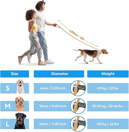 Miniatura 5 de Grand Line Correa antideslizante para perro, cuerda antideslizante reflectante de 5 pies, correa para entrenamiento de cachorros, correa para