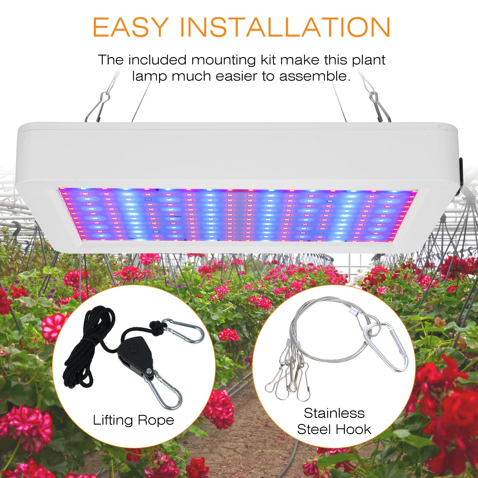 banapoy Luz LED Crecimiento, 6000 LM 30W 5 Luz Plantas Colgantes Espectro Completo Regulable para Plantas Interior Plántulas Inicio Suculentas Invernadero Hidropónico, Ventiladores (Enchufe europeo