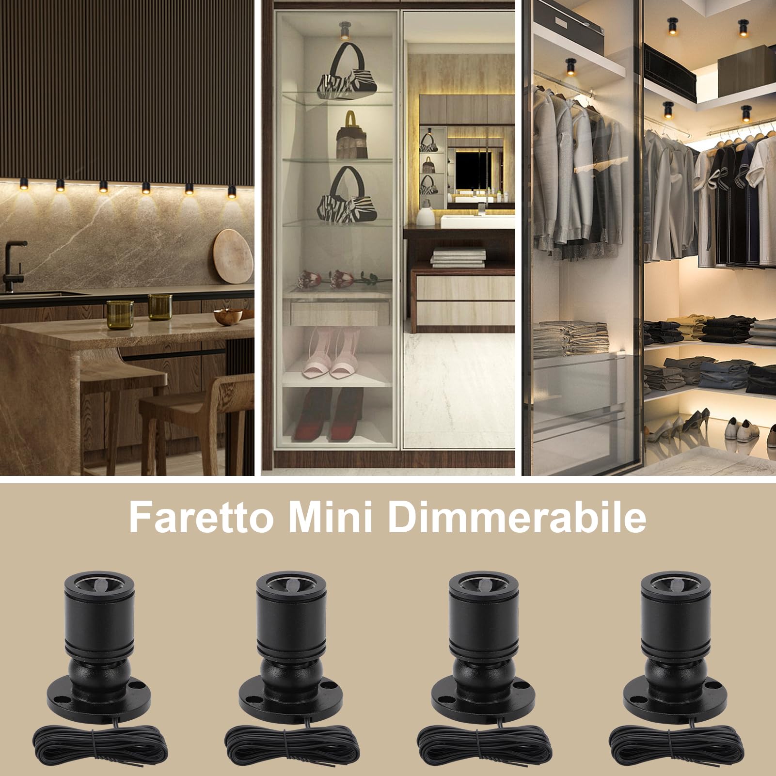 4PCS Mini Faretto LED, Faretti da Incasso a LED, Mini Faretti da soffitto Spotlight, 5V 1W Plafoniera Faretti con Trasformatore per Vetrina di Gioielli Portico Entrata, Luce Calda