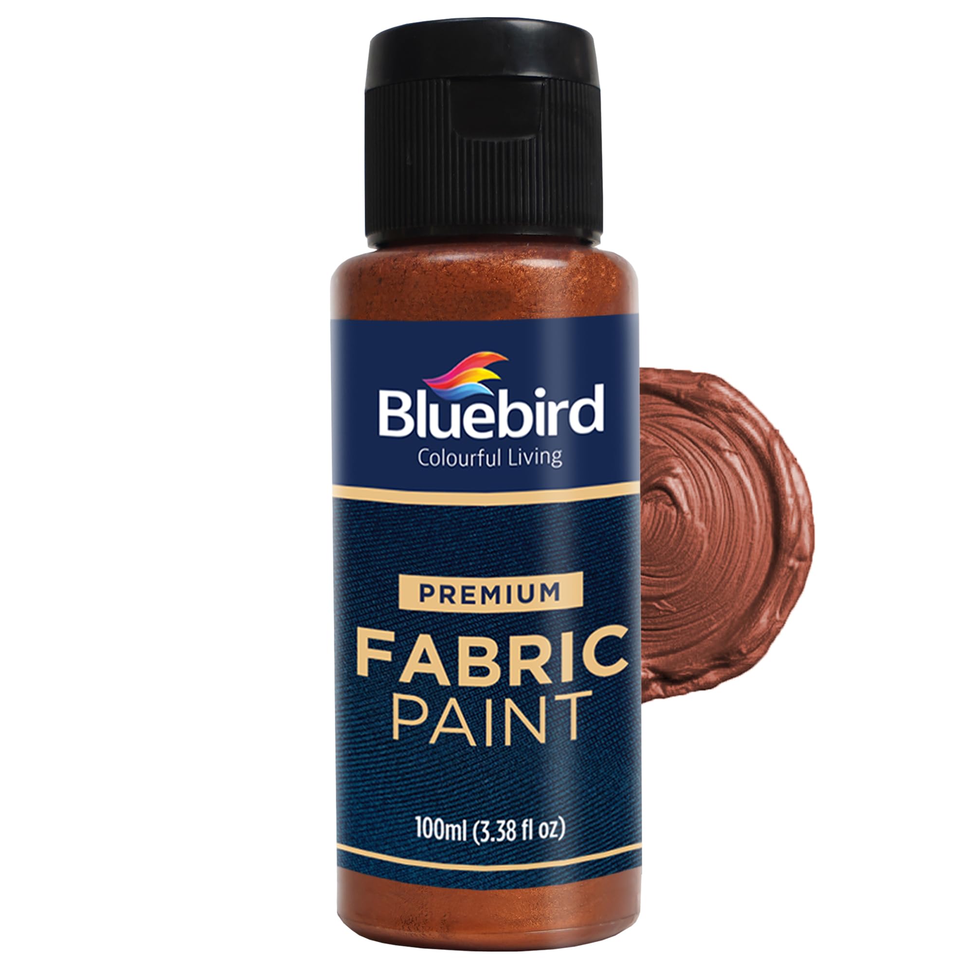 BLUEBIRD Fabric Paint, Copper Brown, 3.4 Fl Oz, Permanent Fabric Paints for Clothes, Furniture Upholstery