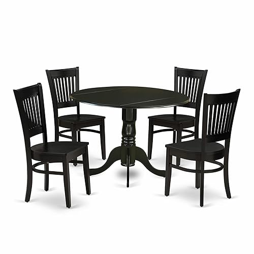 East West Furniture DLVA5-BLK-W 5 Piece Dining Set Includes a