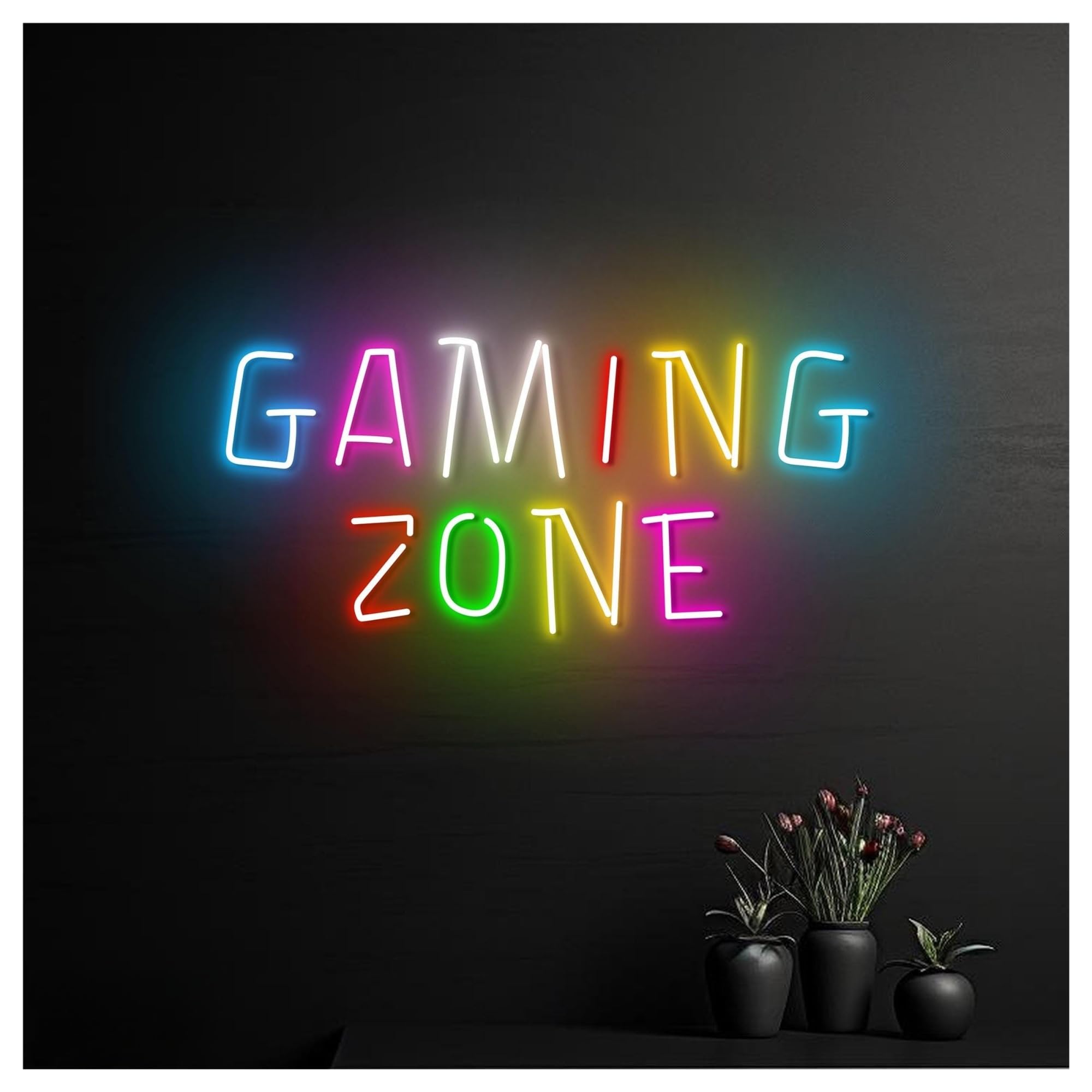 Décor Mural Lumière Enseigne Au Néon Gaming Zone avec Éclairage LED, Décoration Murale Pour Salle De Jeux, Chambre, Bar, Salon, Fête D'anniversaire, 50cm