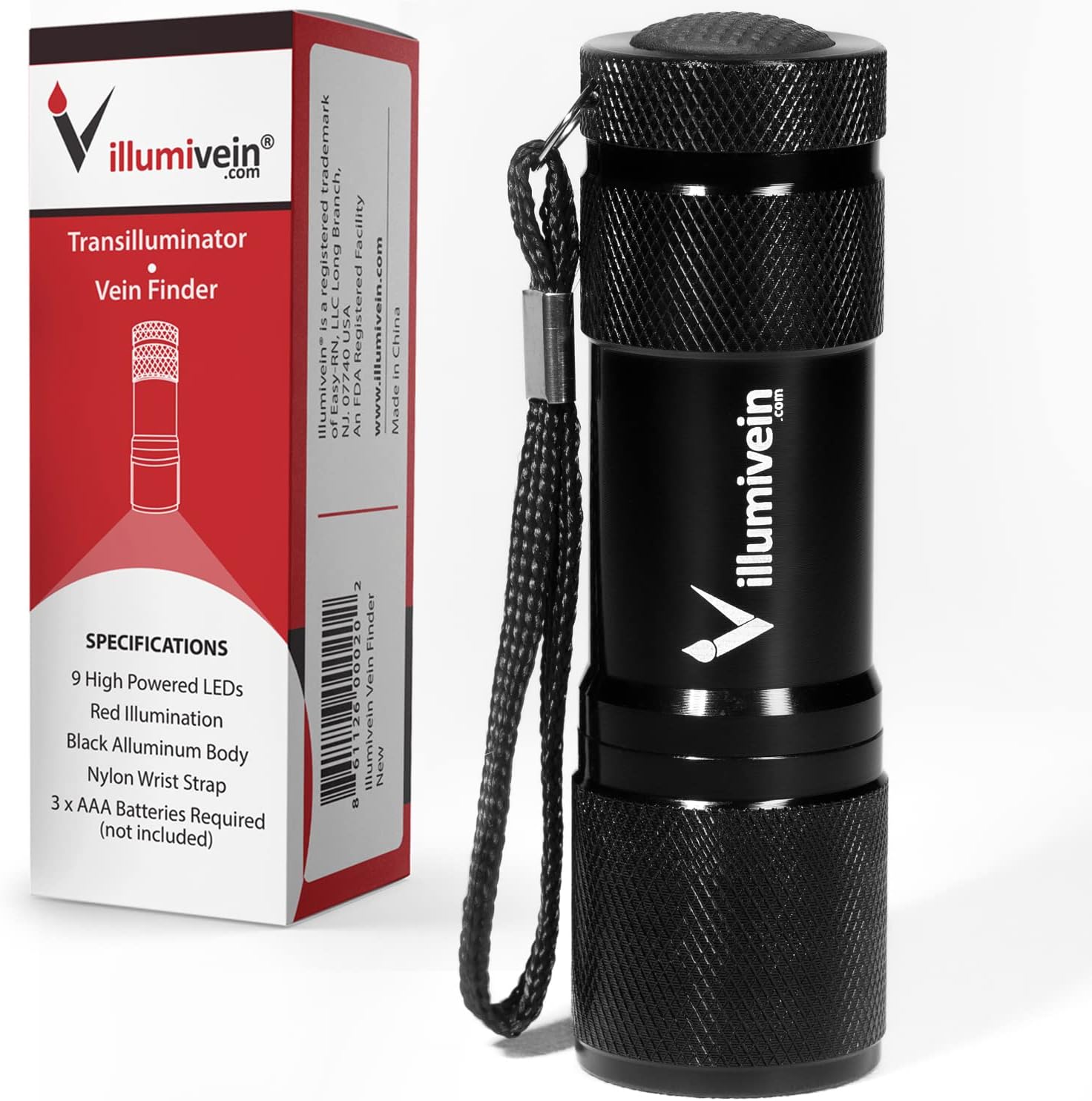 High Powered Red LED Flashlight Torch Transilluminator Vein Finder