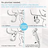 Handheld Bidet Sprayer Kit - Stainless Steel Douche Muslim Shower Spray with Hose Bidet for Toilet Cleaning, Pet Bath, Personal Hygiene - 4