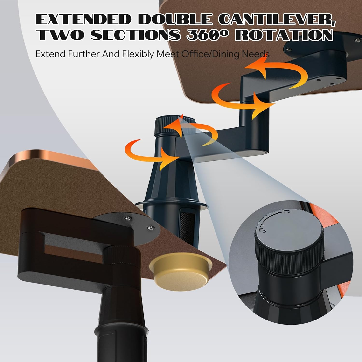 Car Tray & Desk for Laptop, Dual 360° Rotating, Anti-Slip Leather Surface, Steering Wheel Tray, Car Accessories- Compatible with Tesla Model Y/3/S, Ford F150/Explorer/Most Vehicles (Brown)