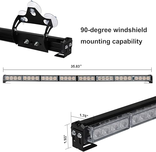 Miniatura 4 de ASPL Barra de luz LED de 36 pulgadas para asesor de tráfico, advertencia, luz estroboscópica de emergencia, intermitente direccional, luces de
