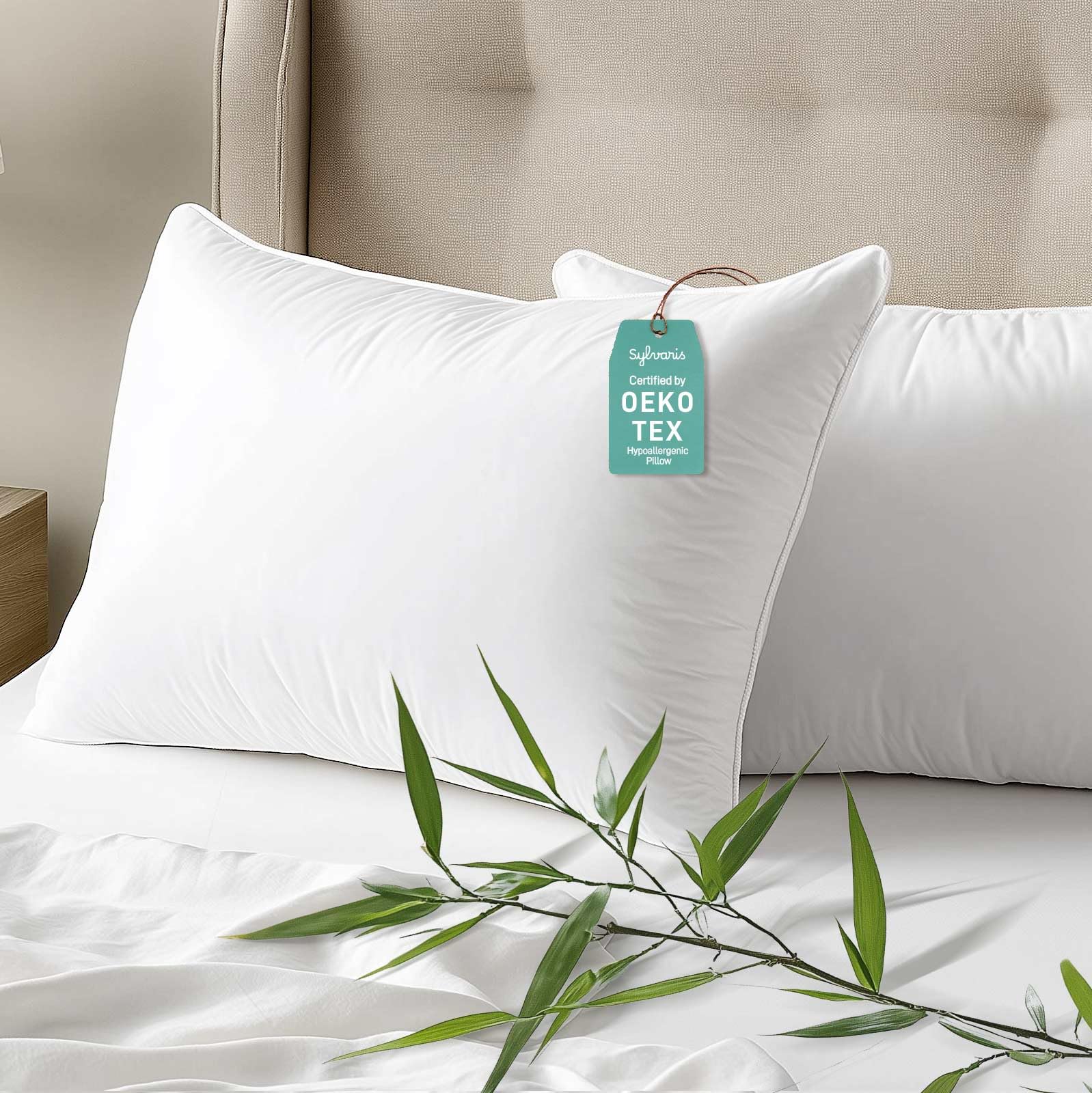 Hypoallergenic Viscose from Bamboo Soft Pillows with Down Alternative Filling, Queen Size set of 2,Breathable, Moisture-Wicking, Luxury Hotel Quality, Ideal for All Sleeper, Oeko-Tex CertifiedOEKO-TEX STANDARD 100