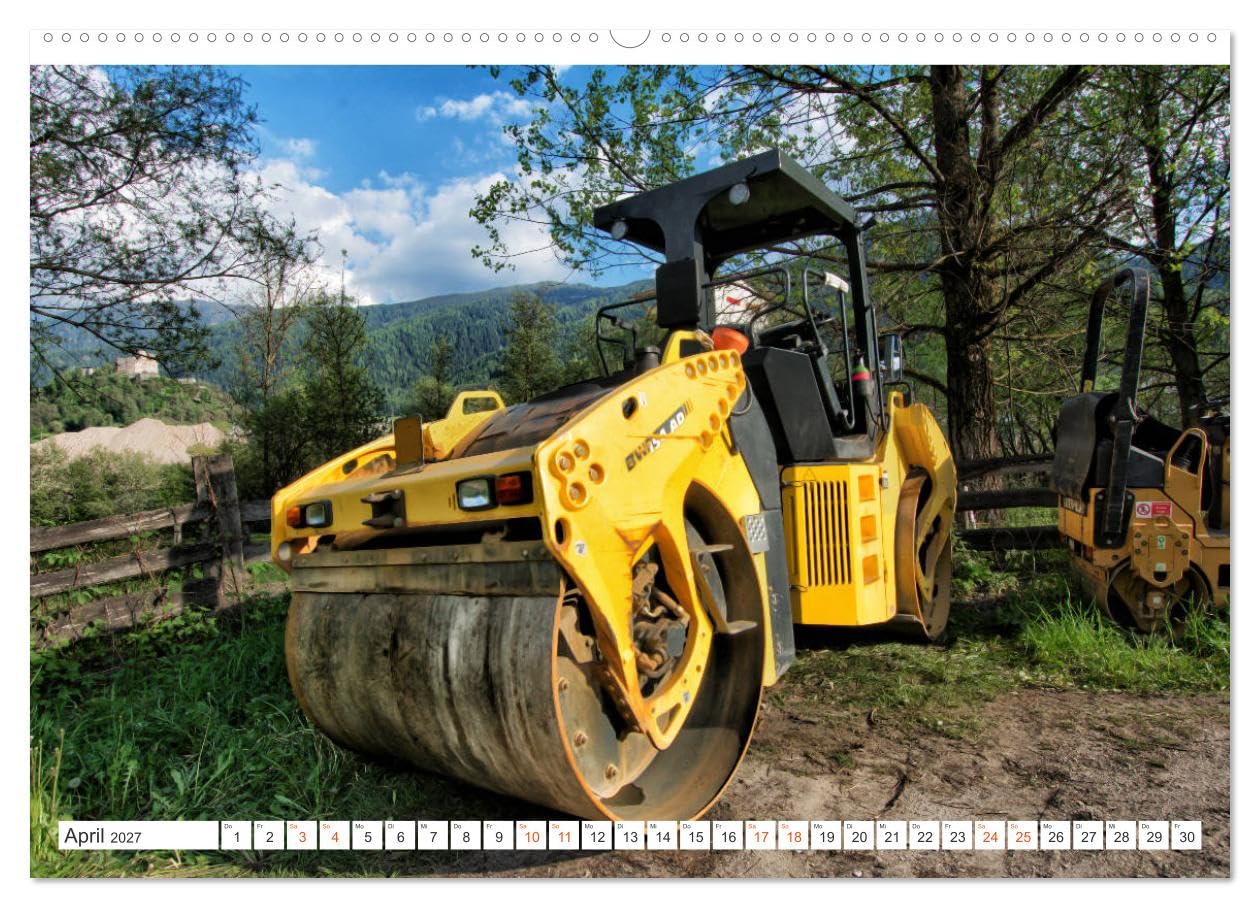 CALVENDO - Baumaschinen - Maschinen auf der Baustelle (Wandkalender 2027 DIN A2 quer), Monatskalender: Sie sehen Bilder von Baumaschinen an ihrem Arbeitsplatz