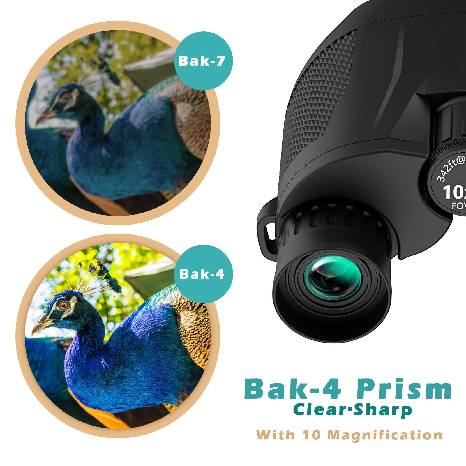 Binocolo 10x25, Binocolo Professionale, con Prisma BaK4 e Lente FMC, Alta potenza Binocolos Compatto,per Birdwatching, Escursionismo, Caccia, Visite, Teatro