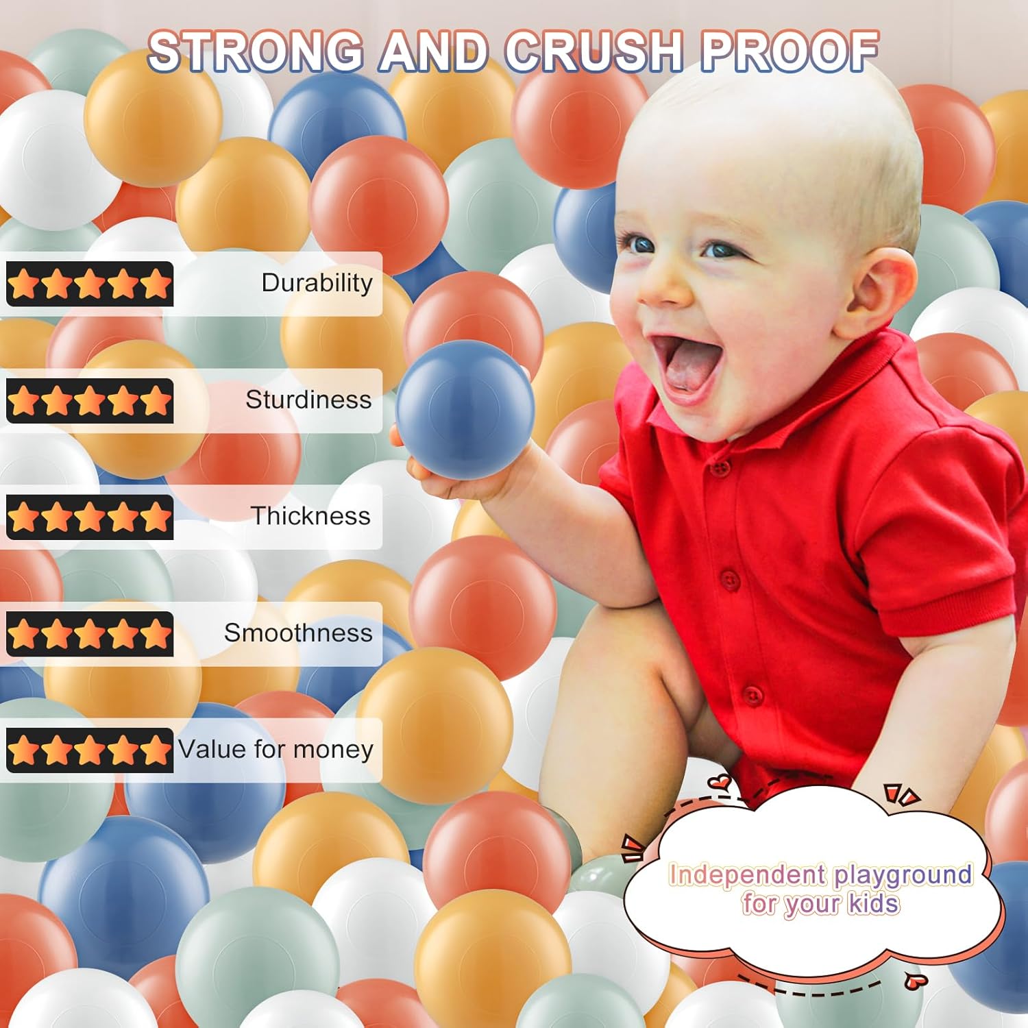 Clear Ball Pit Balls - Crush Proof Plastic Toy Balls for Boys and Girls