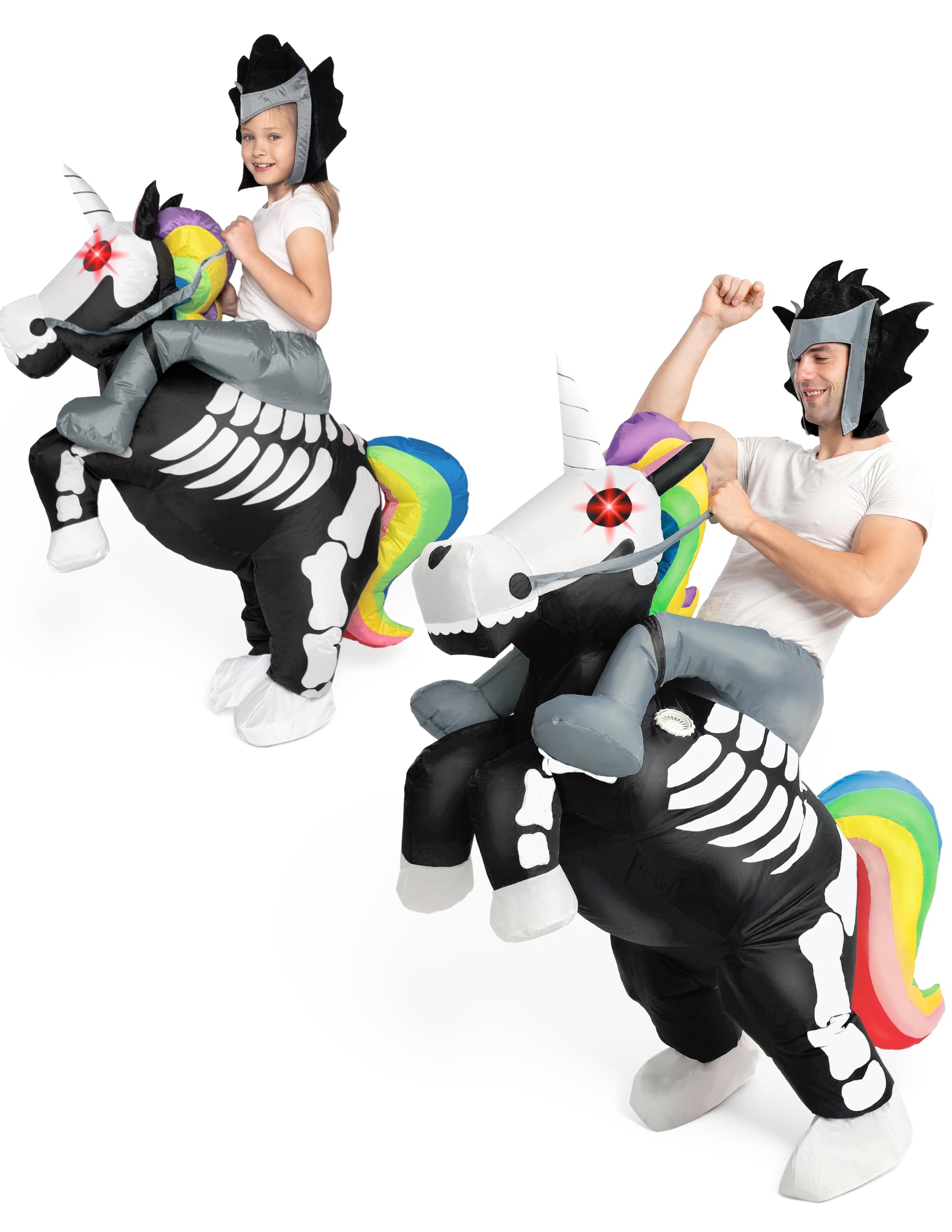 Spooktacular Creations Nadmuchiwany kostium na Halloween Ride A Skeleton Unicorn Ride On nadmuchiwany kostium - dorosły unisex jeden rozmiar