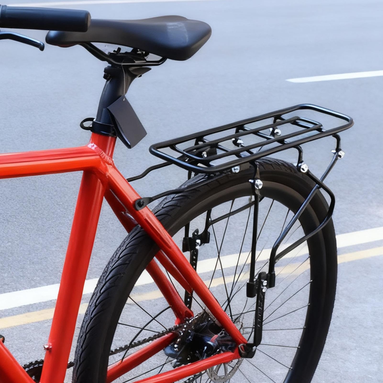 Portapacchi Posteriore Per Bicicletta Capacità 200 kg Montatura Acciaio