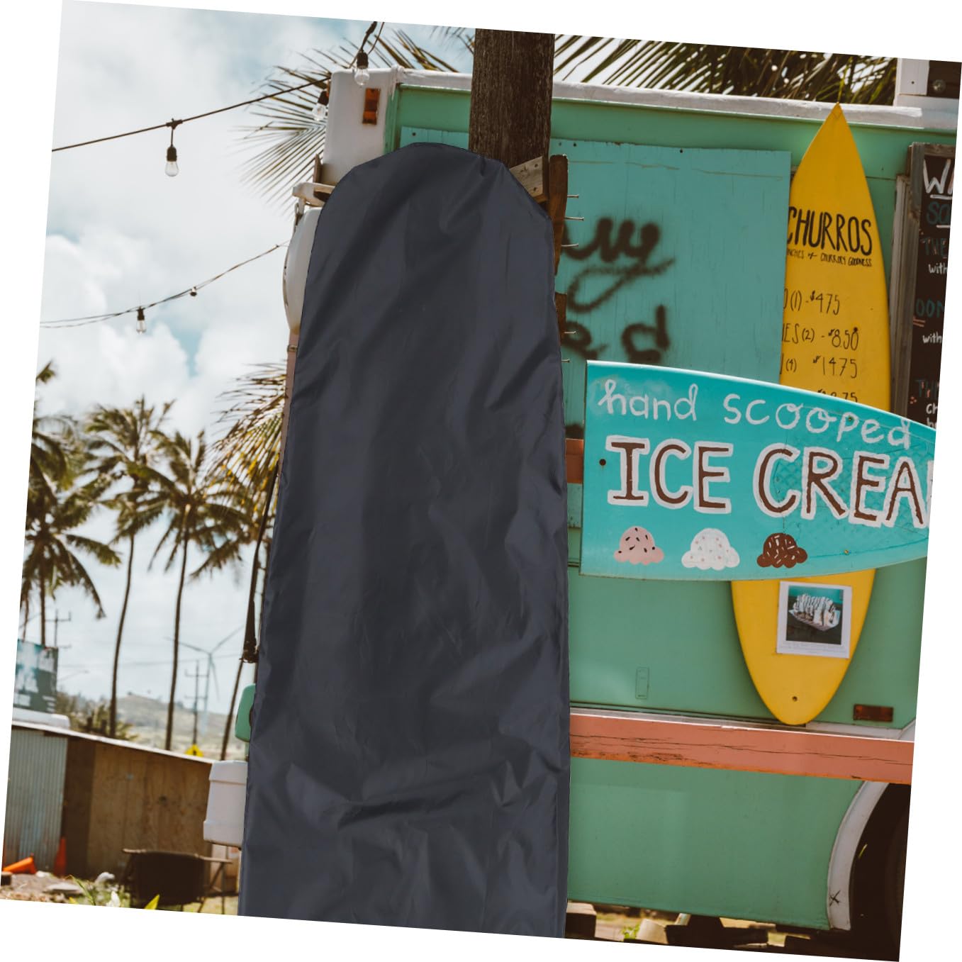 Hemobllo Copertura Leggera per Tavola da Surf e Snowboard Oxford, Protezione Anti-uv e Anti-sabbia, Accessorio Pratico per Deposito e Trasporto Outdoor, Nero 230x50 Cm