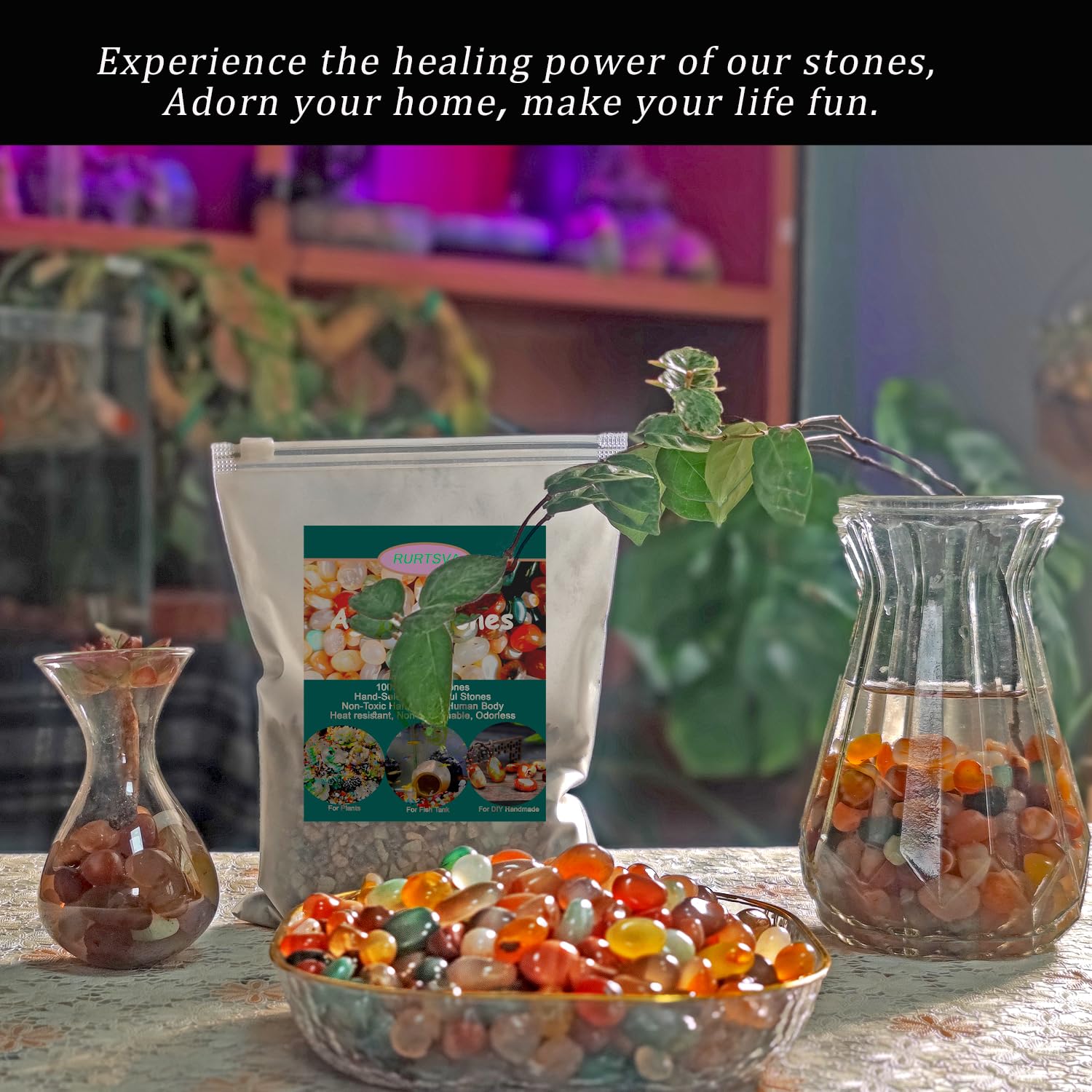 Fish Tank Rocks 5 LBS Green Agate Tumbled Stones - For Plants ...