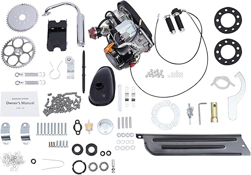 TuBaSaki Kit de motor de bicicleta de 100 cc, kit de motor de ciclo de 4 tiempos, potente arranque de tracción de un solo cilindro, gasolina, motor
