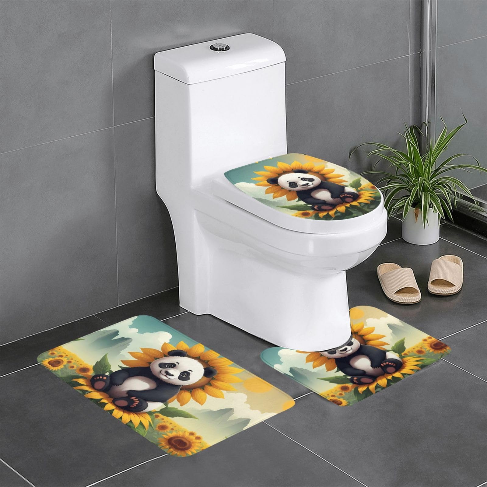 Tapis de sol panda et tournesol pour égayer la salle de bain des enfants