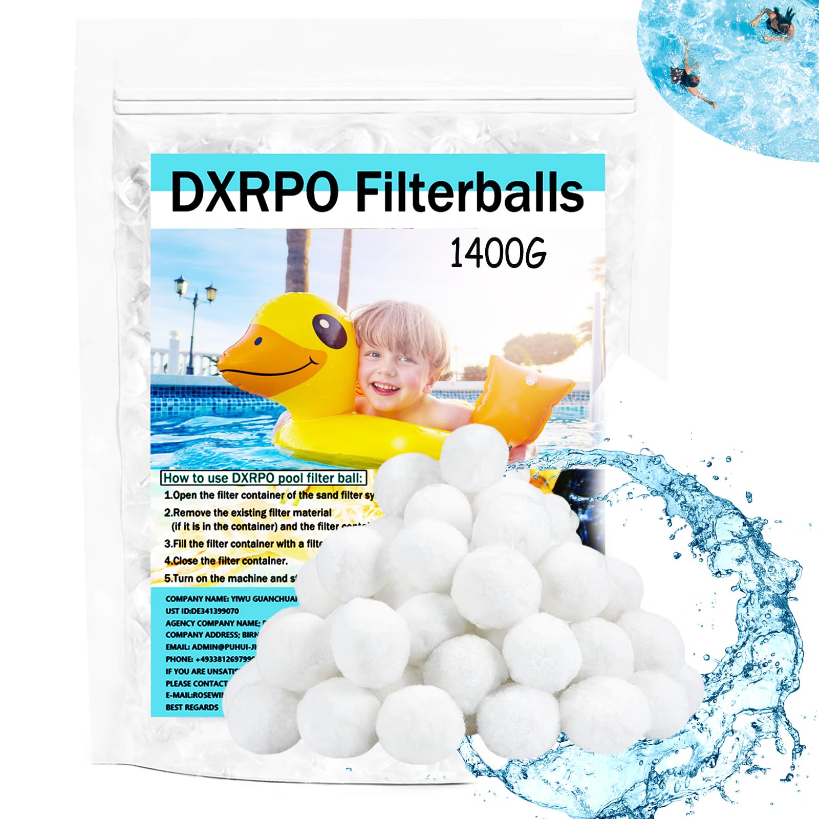 DXRPO Filterbälle Pool, 1400g Filterballs für Sandfilteranlagen, Filterballs Kann 50 kg Filtersand Ersetzen, für Sandfilteranlage Schwimmbad, Filterpumpe, Poolreinigung Zubehör. (Weiß)