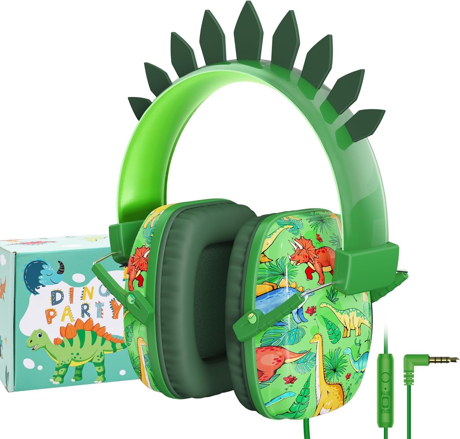 TCJJ Dinosaur Headphones for Boys to School, Kids Wired Headphones with Mic &...