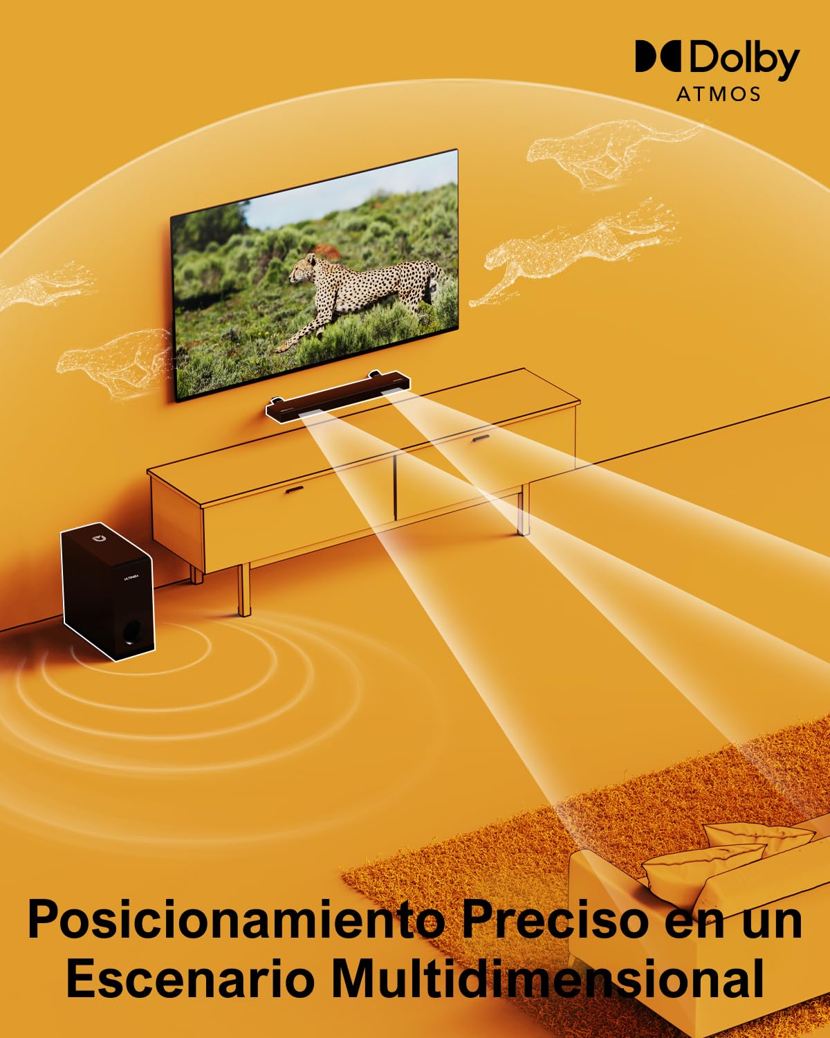 ULTIMEA Dolby Atmos Barra De Sonido para TV, Potencia Máxima 190W, BASSMX, 3D Sonido Envolvente, 2.1 Barra Sonido con Subwoofer, Diseño Compacto Cine En Casa PC Soundbar, 5.3 Bluetooth, Nova S50