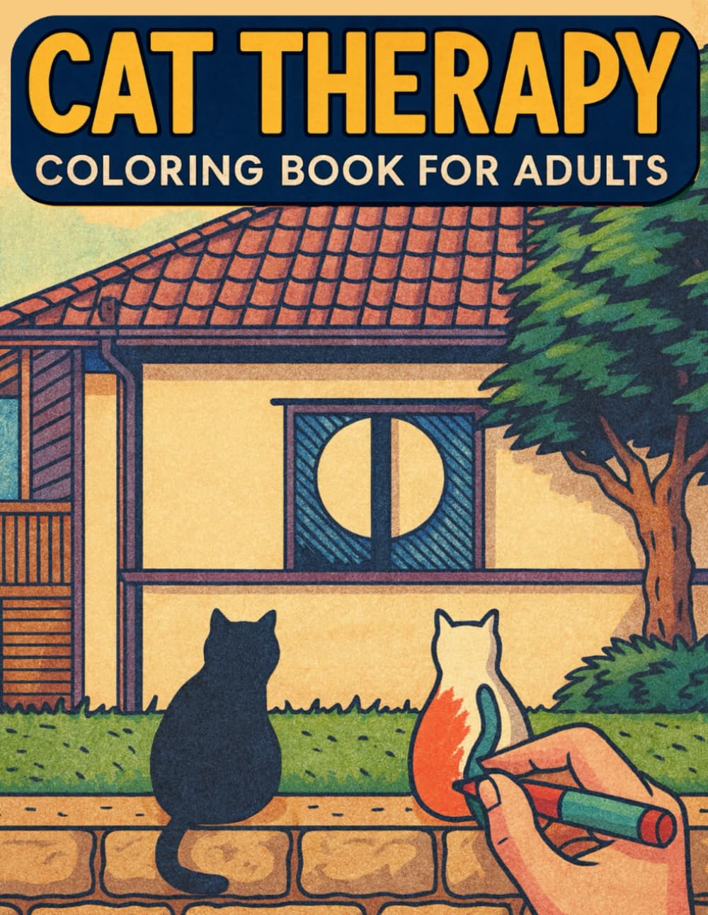 Cat Therapy Coloring Book for Adults: Relaxing Black Cat Illustrations – Mindful Moments with Feline Friends