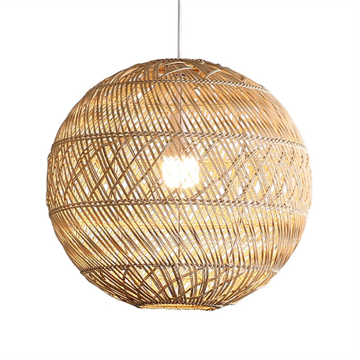 LQZCXMF Unique Ball Shape Wicker Chandeliers Bamboo Cage Pendant Light for Restaurant Ambient Lighting Farmhouse Hanging Light Fixtures for Bedroom Hallway Entryway Nursery - E26 Socket