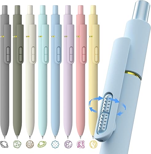 Miniatura 9 de Paquete de 8 bolígrafos de gel de colores, bolígrafos de punta fina de 0.7mm de secado rápido para escritura suave, para hacer garabatos, dibujo y