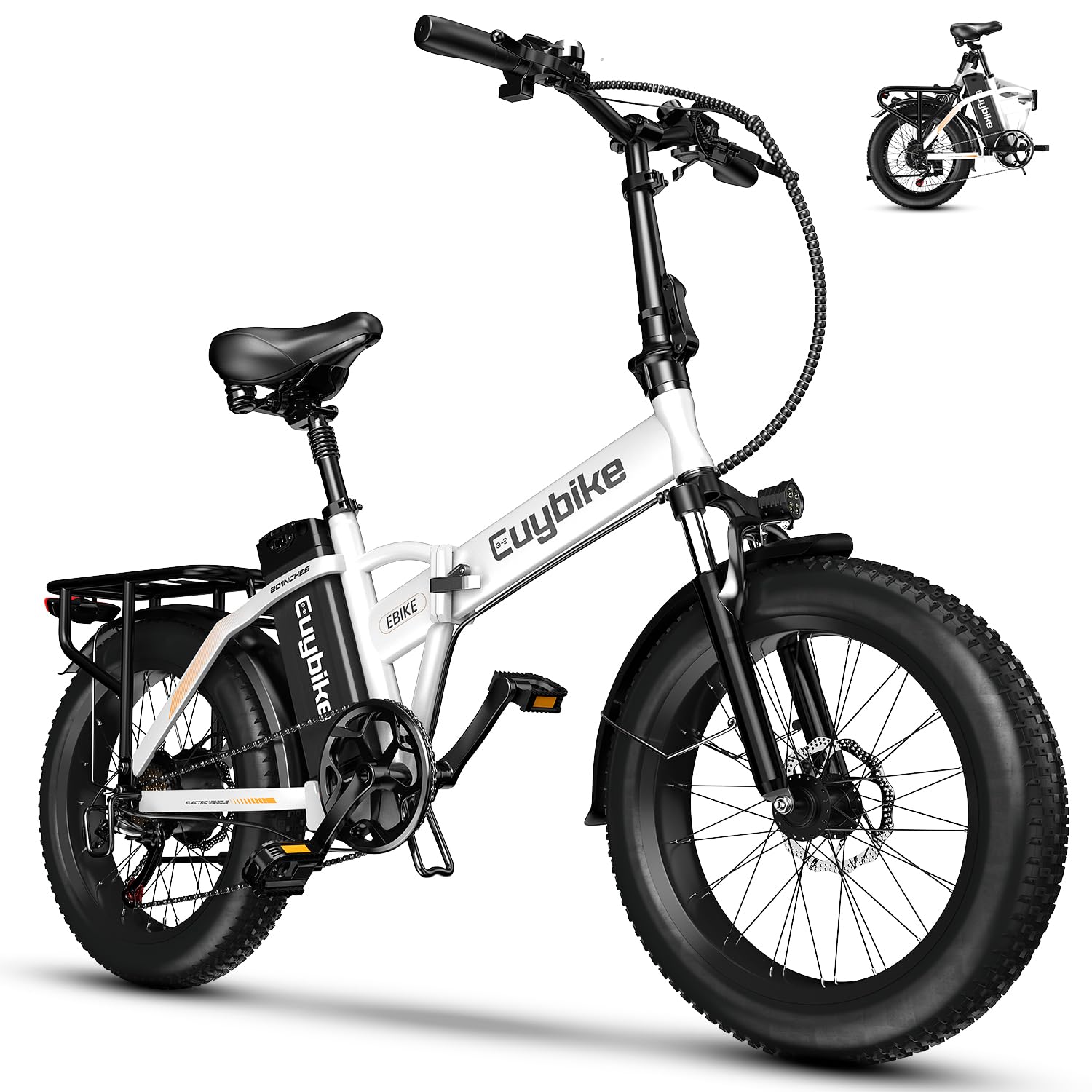 1000W Foldable Electric Bike,48V 20AH Removable Battery Ebike,80 Miles Max Range Electric Bike for Adults,20" Fat Tire Folding Ebike,Adult Electric Bicycle for Commute Beach Snow
