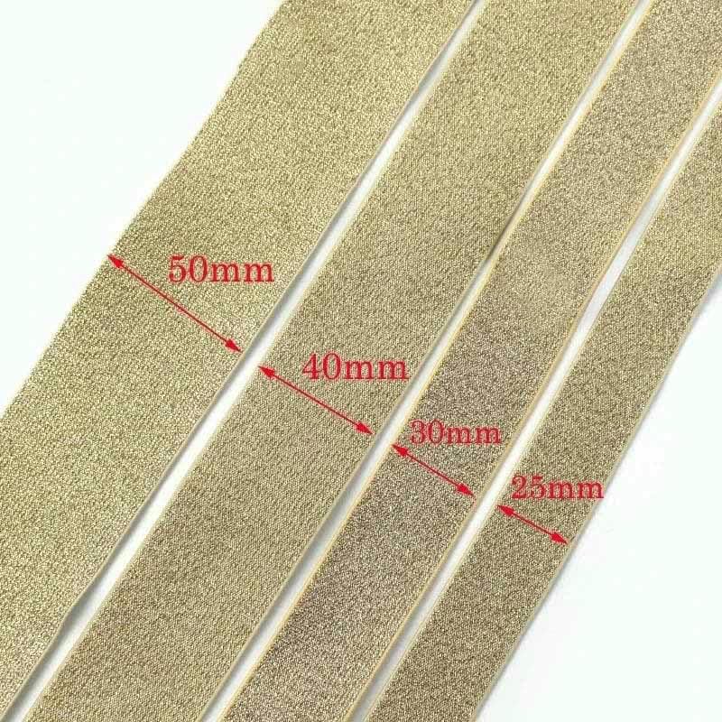 Elastyczna taśma nylonowa, Nylon Spandex Elastic Band 25-50mm 2-5 Meters Multicolor(BlackGold 50mm,5Meters)