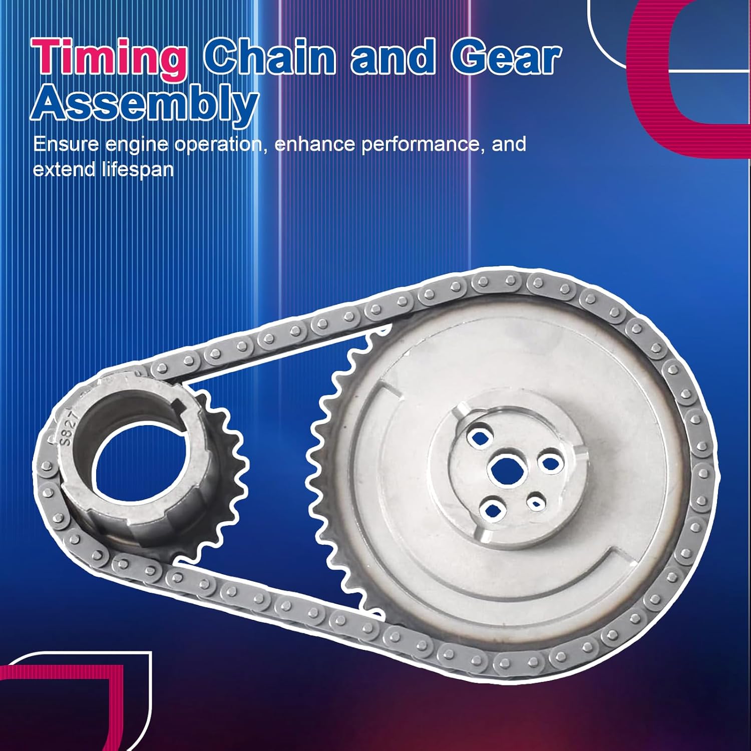 Engine Timing Chain Kit with Oil Pump & Gaskets for Chevy/GMC/Cadillac/Pontiac 4.8L-6.0L (Express/Corvette/Silverado/Tahoe/Yukon/Escalade/Firebird) -12646386,12576407,12696357