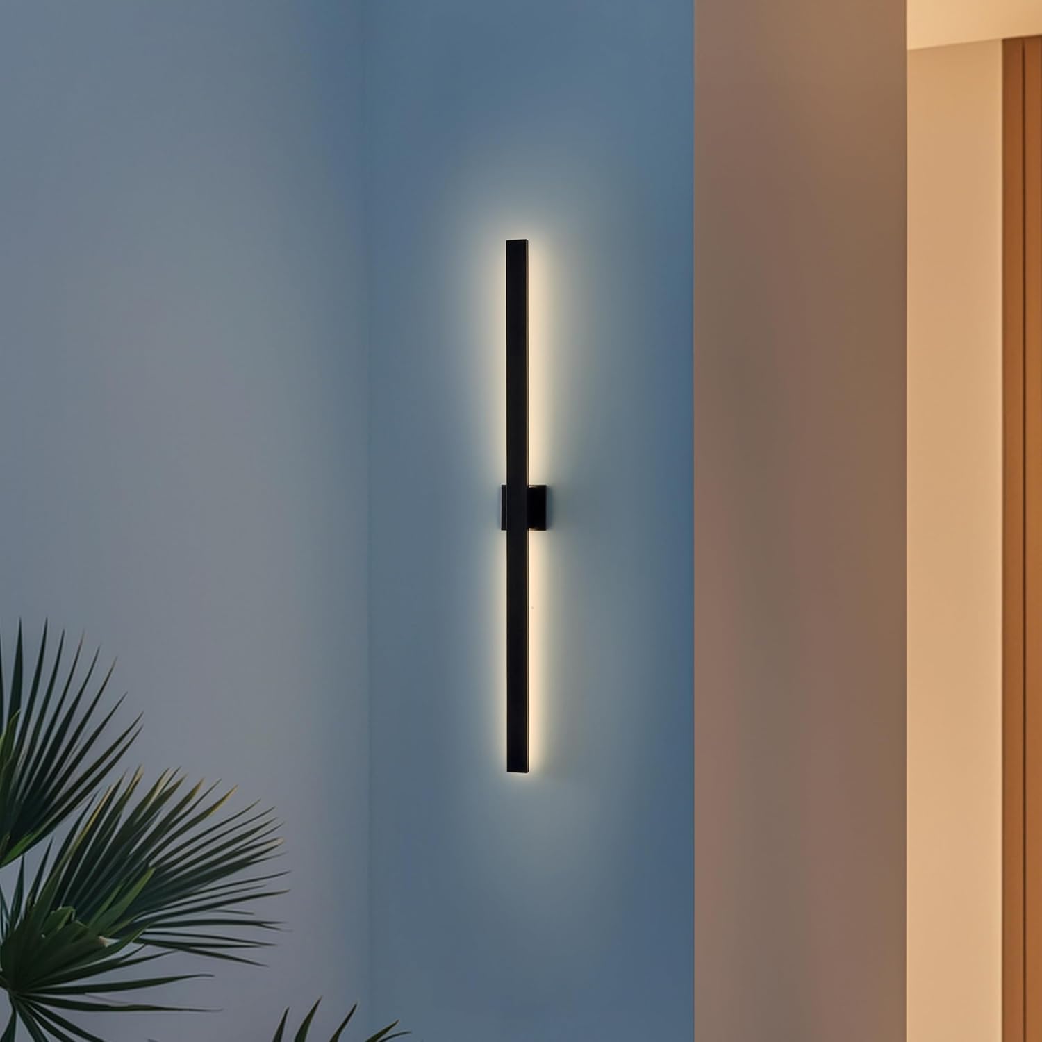 JONATHAN Y 49.5" Black Modern Linear Outdoor LED Wall Sconce, 350-Degree Rotatable Dimmable IP65 Waterproof Minimalist Light for Porch Bedroom Hallway, Metal Linear Shade (JYL7146A)