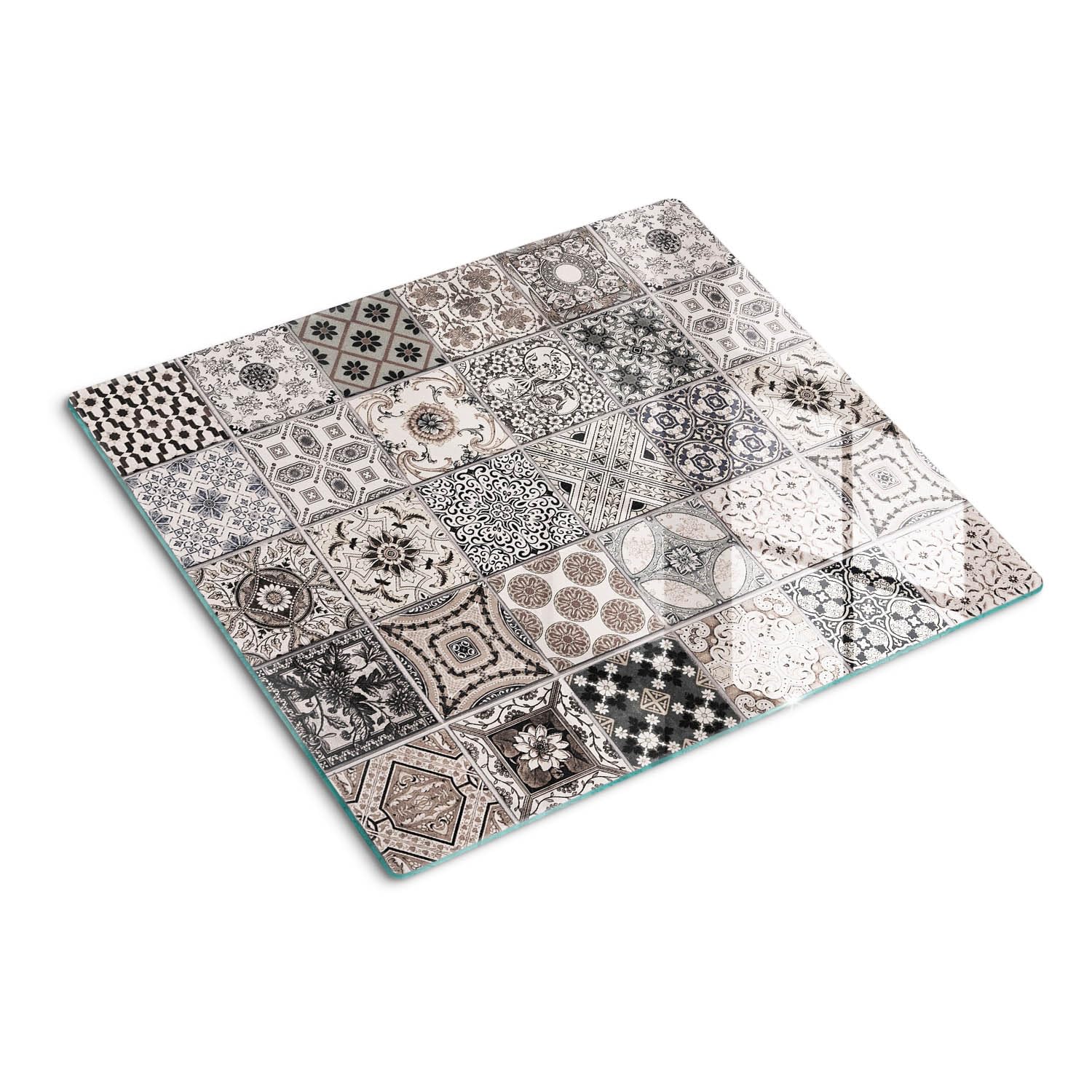 Planche à découper 60x52 cm en verre motif carreaux de céramique