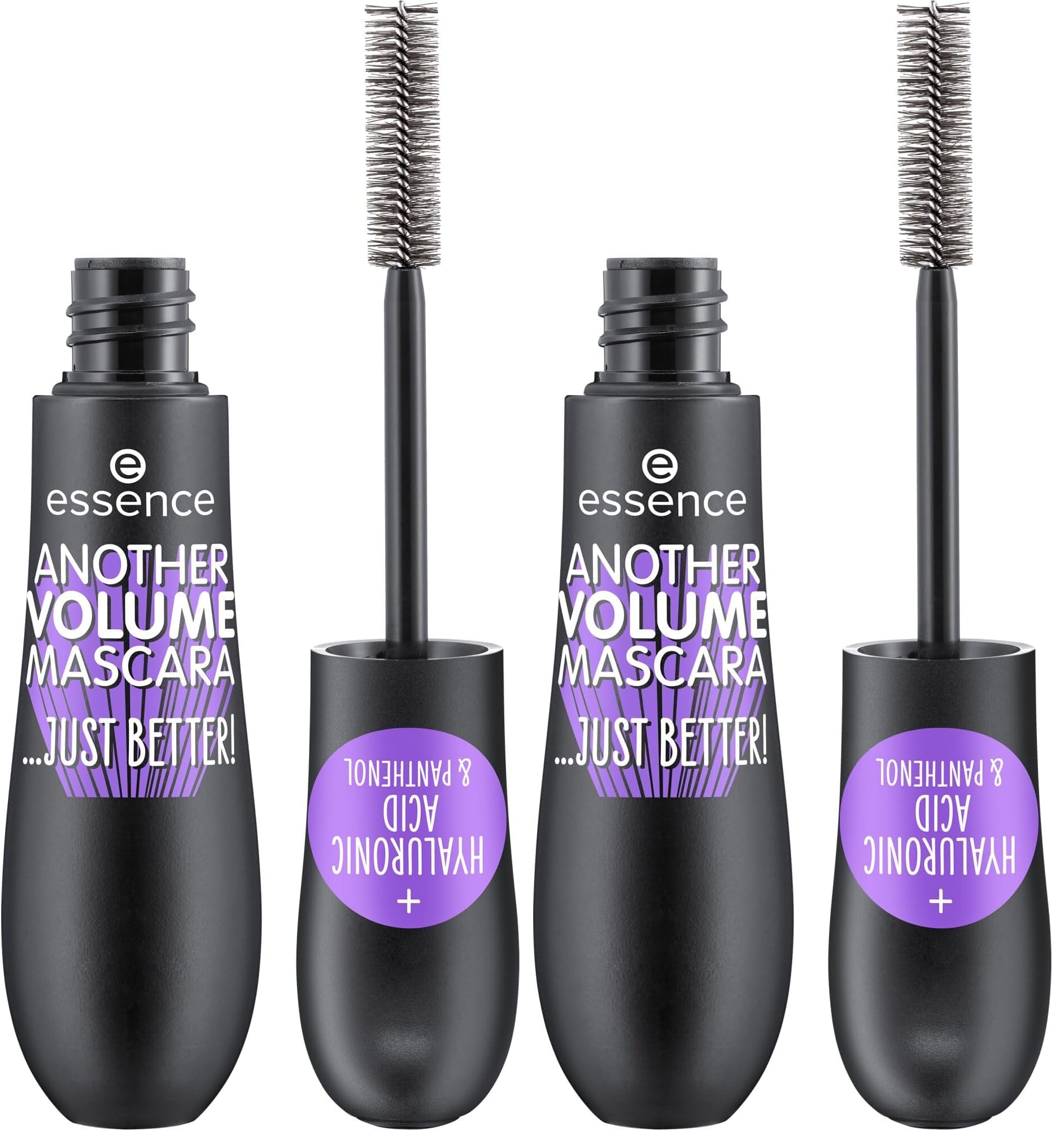 essence ANOTHER VOLUME MASCARA...JUST BETTER!, Schwarz, volumengebend, pflegend, definierend, intensiv, vegan, ohne Mikroplastikpartikel, Nanopartikel frei, ohne Parfüm, 2er Pack (16ml)