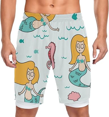 Mermaid Sea Shell Men's Swim Trunks 