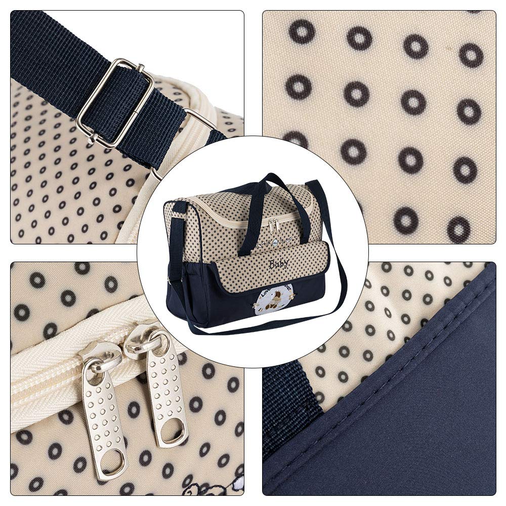 HALOVIE Set di 5 zaini per pannolini, per bambini, tracolla regolabile, con manici multifunzionali, grande capacità, borsa per pannolini, per bambini, borsa da viaggio con molte tasche