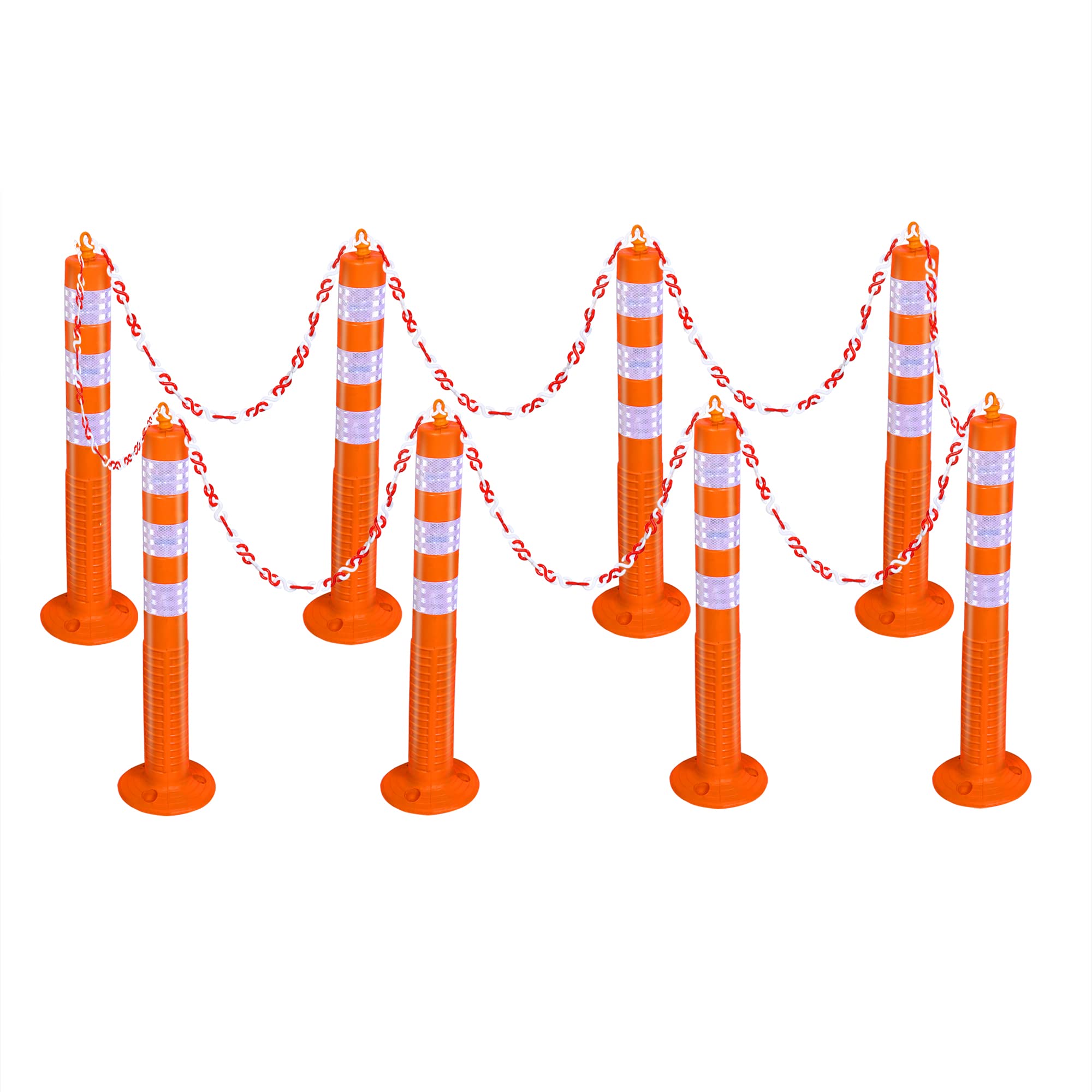 ABS INDUSTRY 8 Spring Parking Post Orange With 3 White Reflective Tape and 8 Meters S hook Safety Chain Highly Flexible Road Cone Traffic Delineator Posts Flexible Channelizer Cone 30" with Nails (B0BSNR86YS) Amazon Price History, Amazon Price Tracker