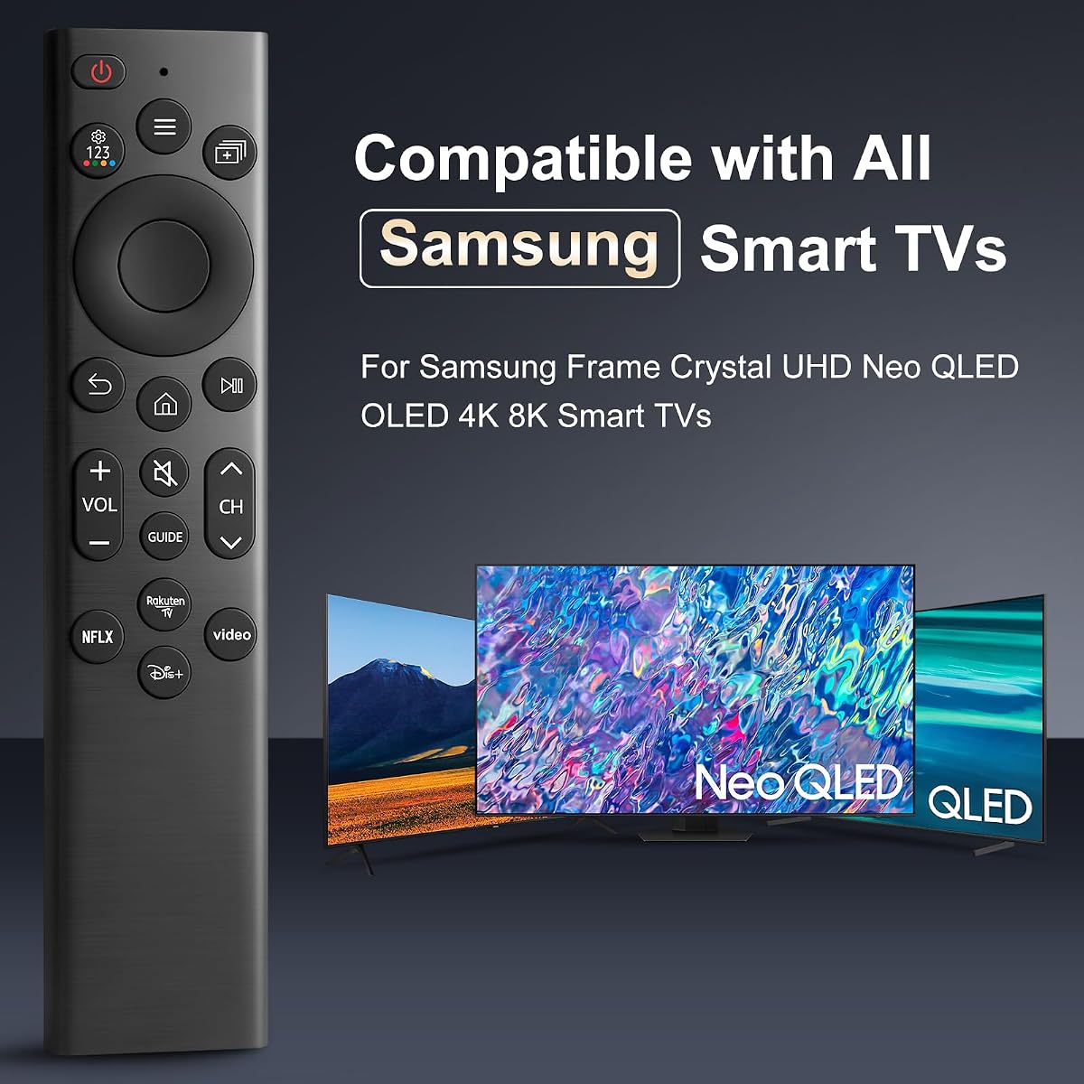 (Pack of 2) Universal Remote Controls for All Samsung TV LED QLED UHD SUHD HDR LCD Frame Curved Solar HDTV 4K 8K 3D Smart TVs, with Shortcut Buttons for NeIflix Updated Version for Samsung TVs — view 2