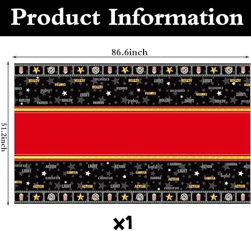 Miniatura 2 de Irenare 1 mantel de noche de cine, decoración de fiesta, fundas de mesa de plástico para sala de cine para alfombra roja, suministros de fiesta