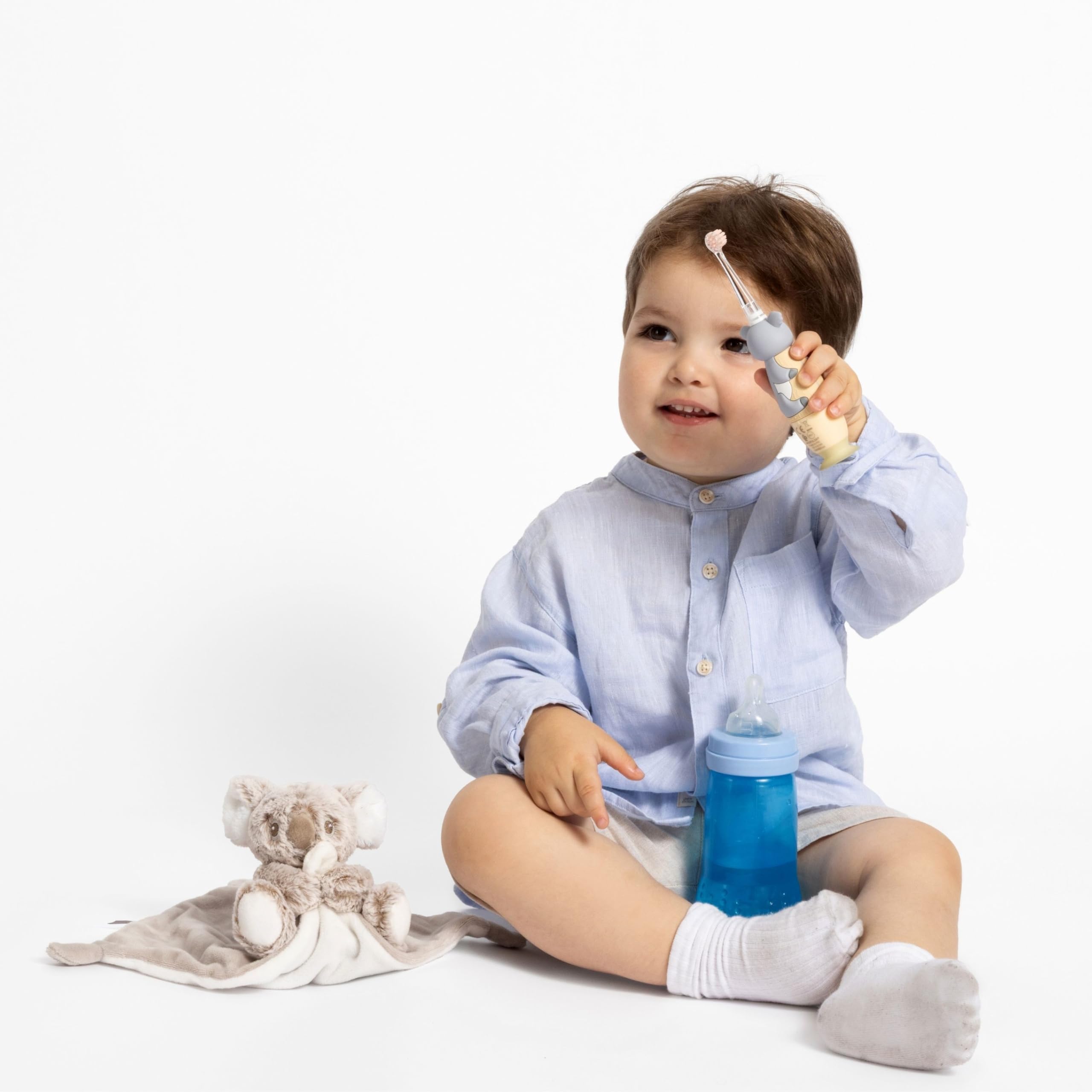 NEOPULSE NEOBABY - Cepillo de dientes eléctrico de vibración o manual para bebé desde el primer diente + cabezal de cepillo ultra suave - inspirado en tecnología sónica - cabeza luminosa -