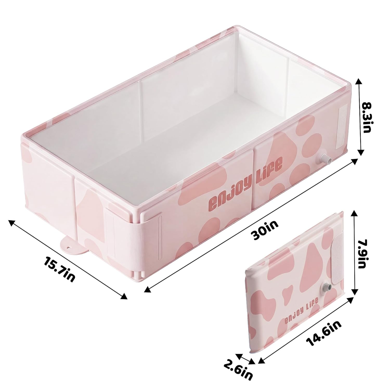 Collapsible Baby Bathtub for Newborn to Toddler, Foldable Toddler Bathtub with Drain Plug, Non-Slip Portable Infant Bath Tub for Travel Storage Outdoor Use, Milk Beige Pink