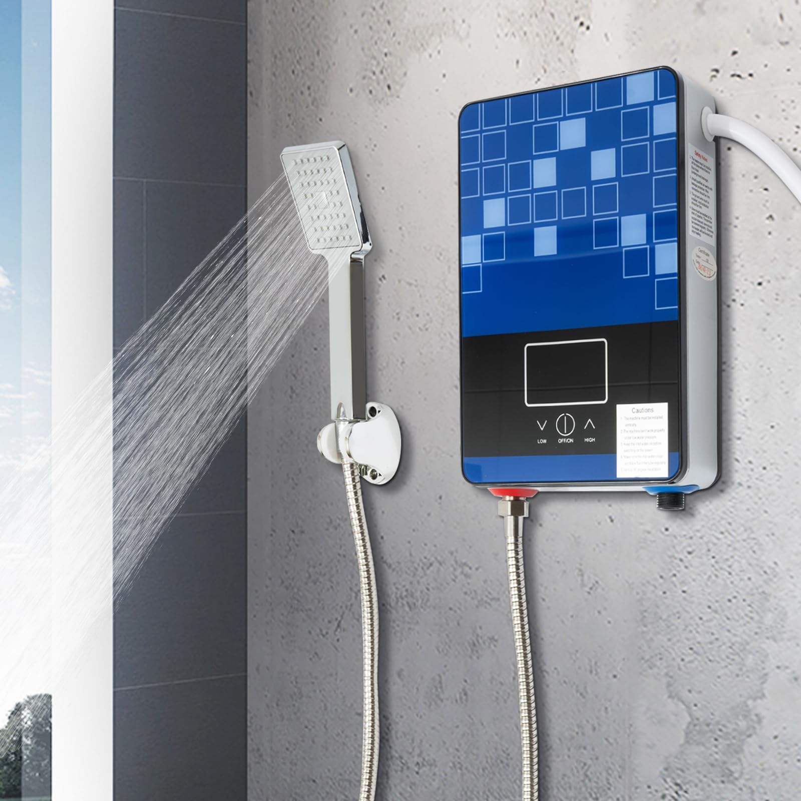 Tankless Water Heater Electric,110V On Demand Hot Water Heater Digital Display, 4.5KW Electric Instant Hot Water Heater Water Heater for Kitchen Bathroom Washing, Blue