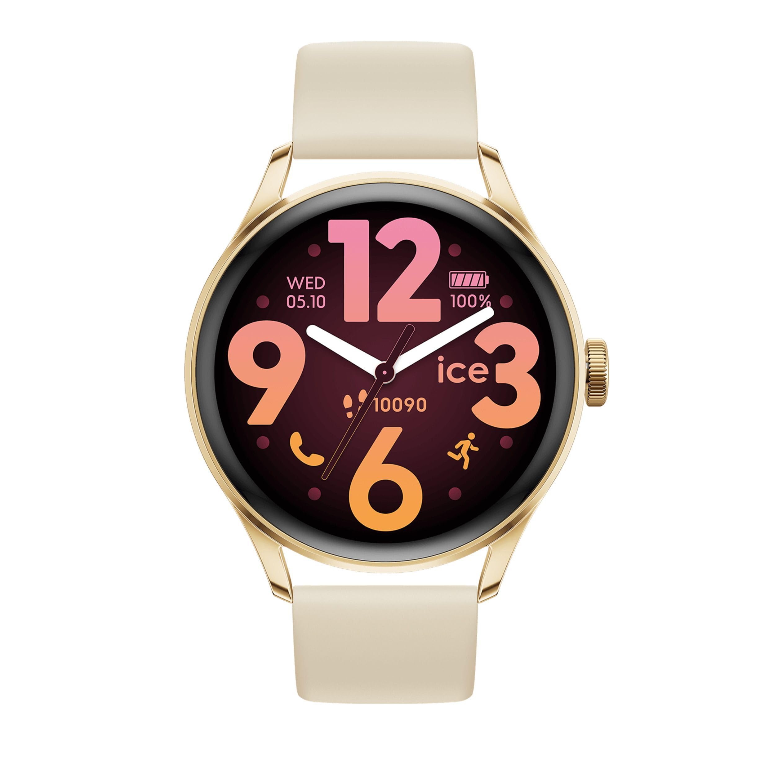 Ice-Watch - Ice smart 3.0-1.2 Gold Beige AMOLED GPS - Gold runde verbundene Uhr für Damen mit Silikonarmband - 025115 (1.20 Zoll)