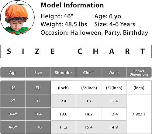 Miniatura 7 de AlecosFun Disfraz de calabaza para niños pequeños, chaleco fantasma con sombrero de bolsillo, pantalones, conjunto de 3 piezas para niños y niñas,