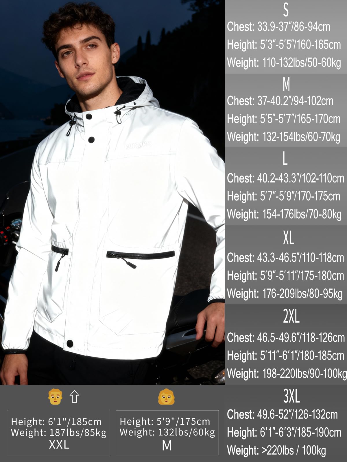 WOSAWE Veste de Cyclisme Hommes 360 Réfléchissante Coupe-Vent Gilet de Vélo Sport