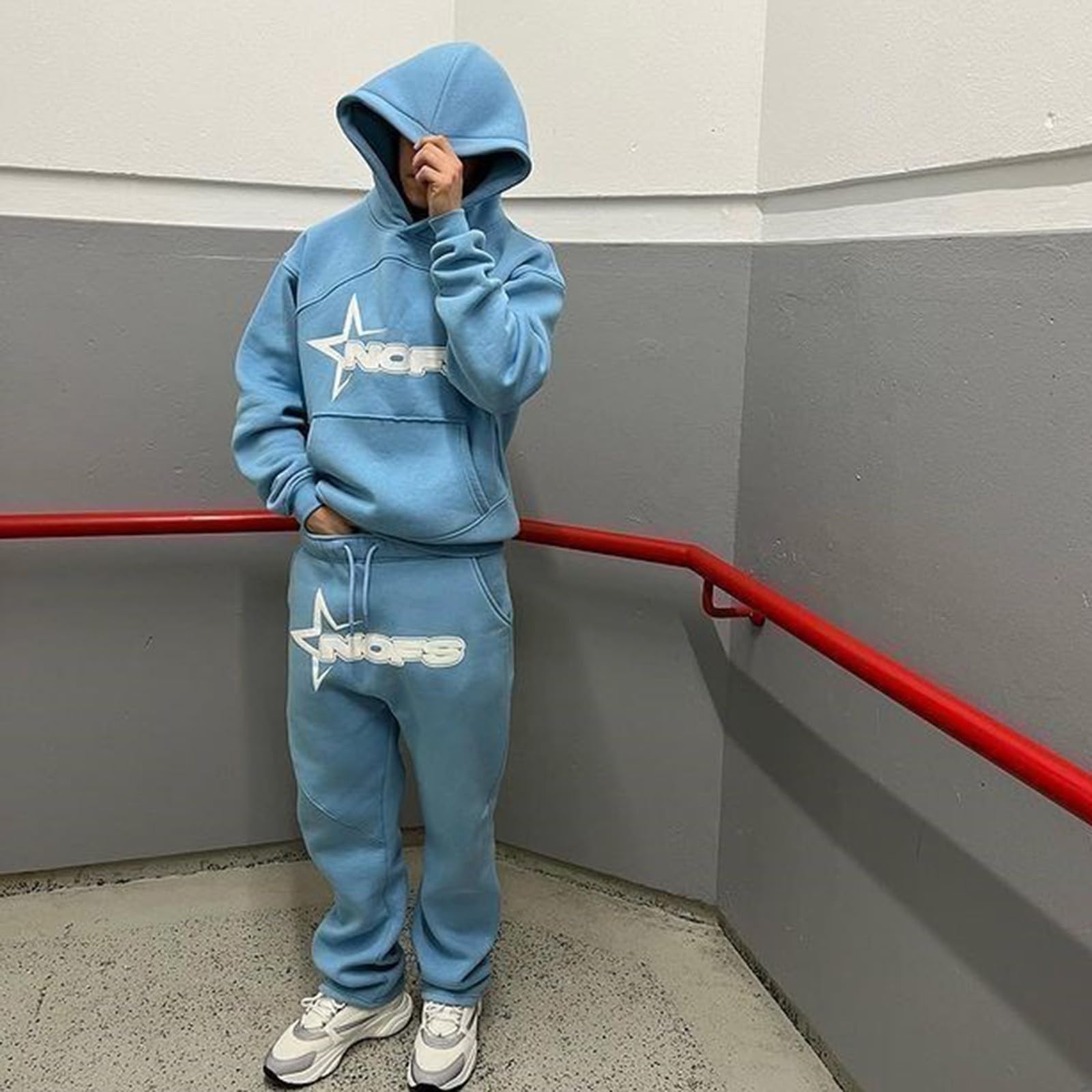 Jogginganzug Y2K Herren - 2-Teilig Tracksuit mit Hoodie und Sporthose | Streetwear Style | Fashion Trainingsanzug für Herren Damen 2024
