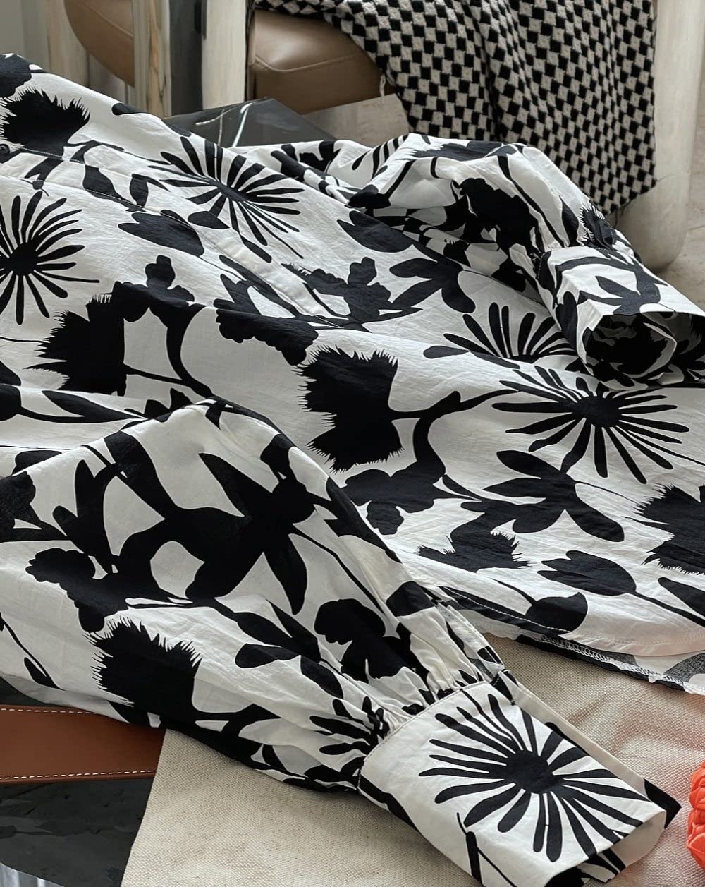 Damen Oberteile,Damen-Leinenbluse, Übergroß, Für Den Sommer, Mit Blumenmuster, Langarm-Shirts, Stehkragen-Oberteile, Elegante Bluse, T-Shirt-Jacke, Lockere Bluse, Tunika, Sweatshirt-Oberteile Für Fr