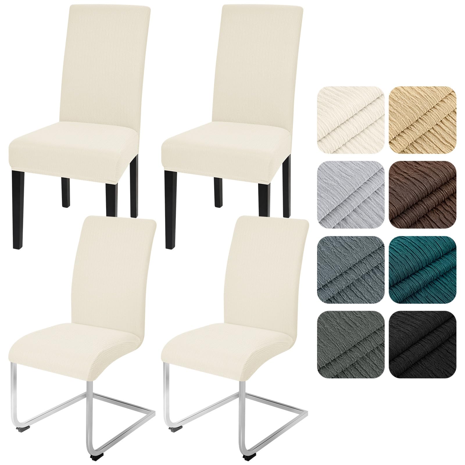 Alishomtll Stuhlhussen 4er Set Stretch Stuhlbezug für Schwingstühle Universal Esszimmerstühle Bezug Waschbar Abnehmbar Stühle Schutz für Küche Bankett Hochzeit Hotel Restaurant (Beige, 4pcs)