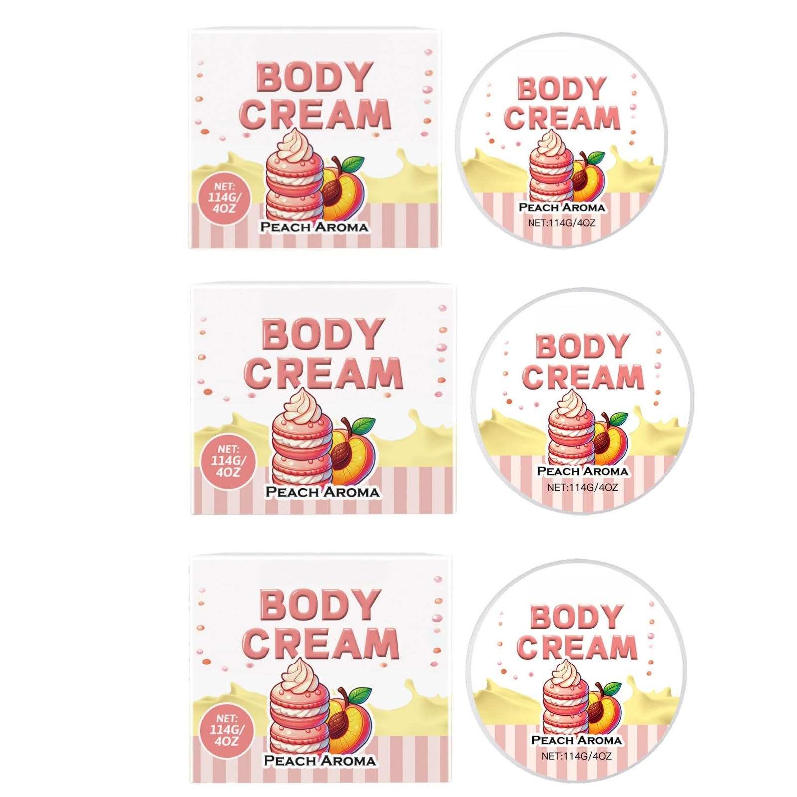 Crema Corporal Aroma Melocotón, Hidratación Profunda para Piel Seca, Crema Nutritiva con Fragancia Duradera, Tarro de 114g / 4 OZ para Cuerpo Completo